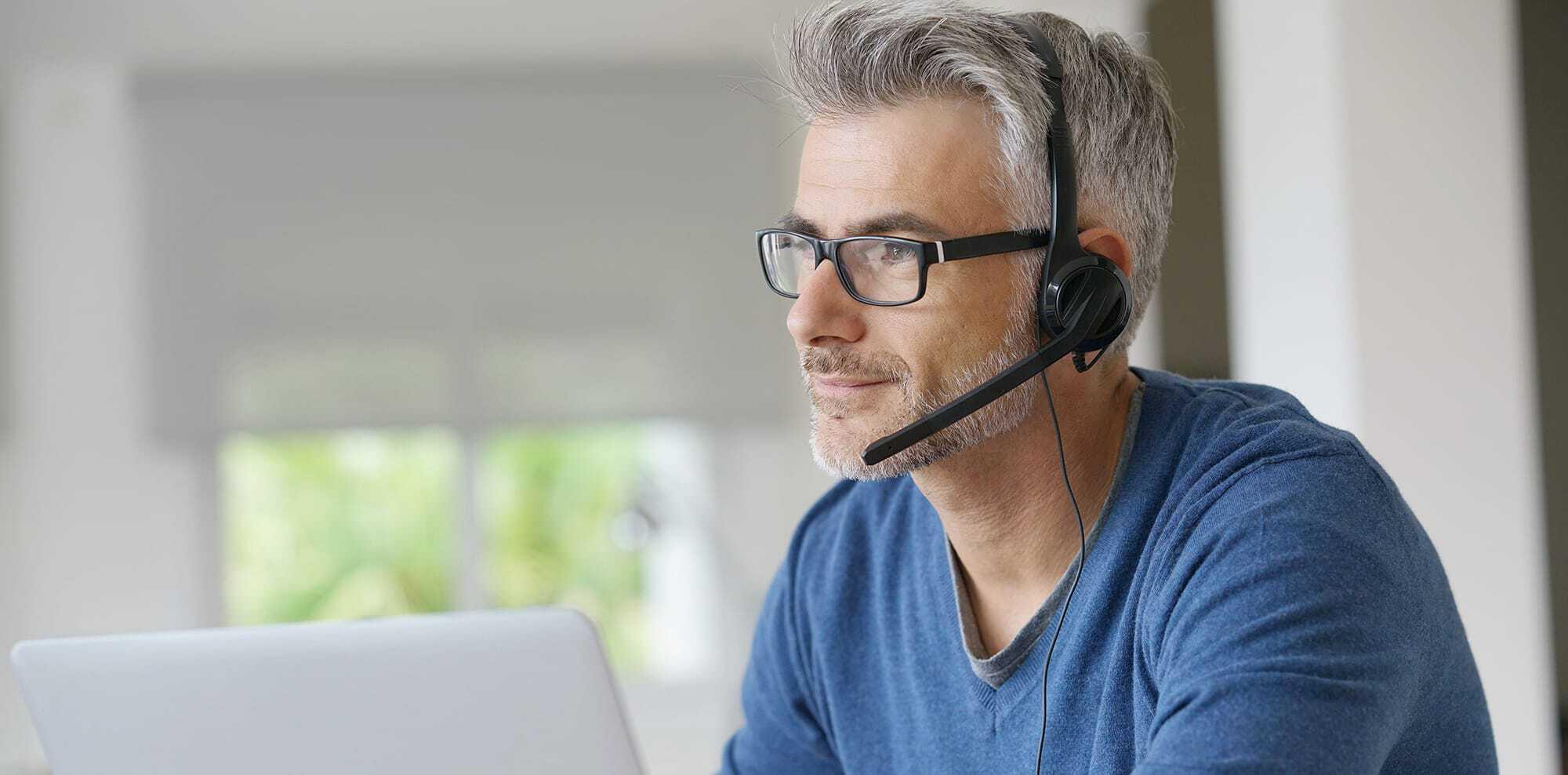 man talking on headset